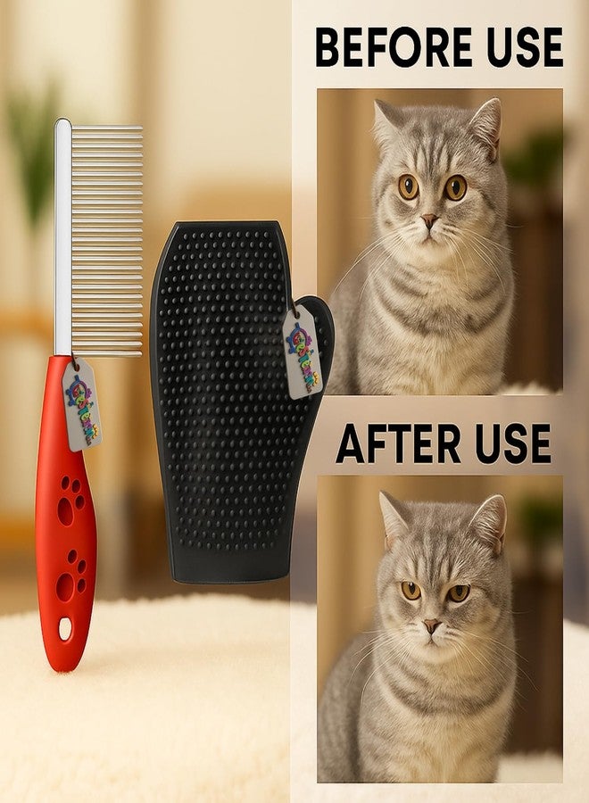 Western Era 2 in 1 Pet Bathing Grooming Combo for Dogs & Cats | Tick, Flea & Hair Removal + Dual Side Hard Rubber Deshedding Glove | Anti-Slip Grip | Easy Hair Removal | For All Breeds (Random) - Image 4